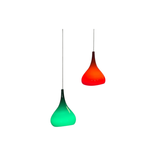 Krakus P1061 Cased Glass Pendant Lights by Sigvard Bernadotte & Acton Bjørn for Nordisk Solar Compagni – Candy Apple Red or Teal