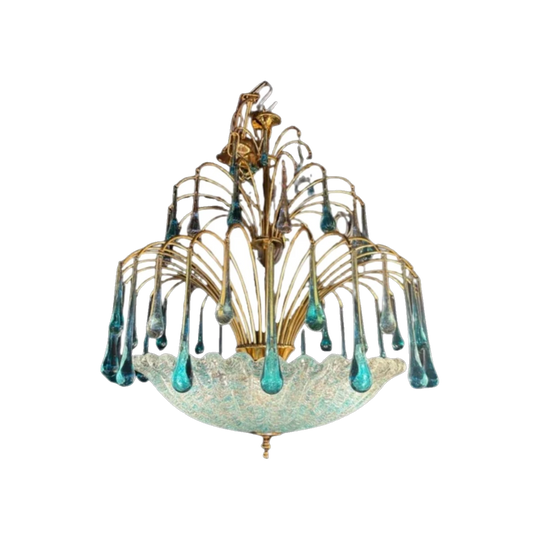 Blue & Transparent Murano Glass Chandelier