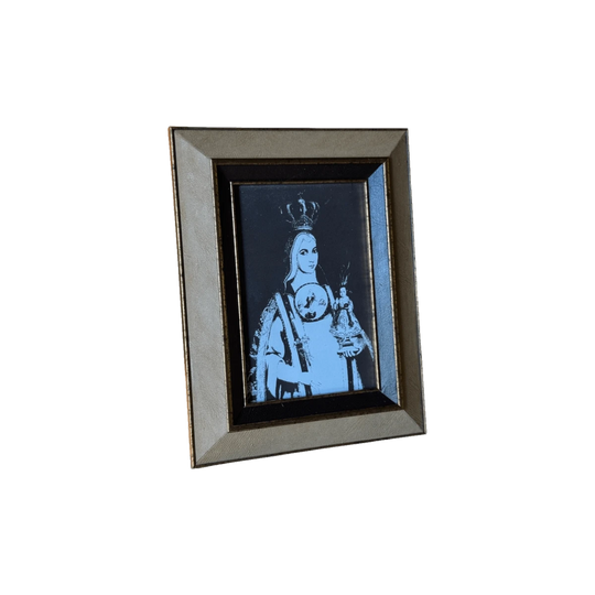 Tan & Dark Brown Leather-Effect Rectangular Photo Frame, Aged Gold Detail, 4 x 6 in