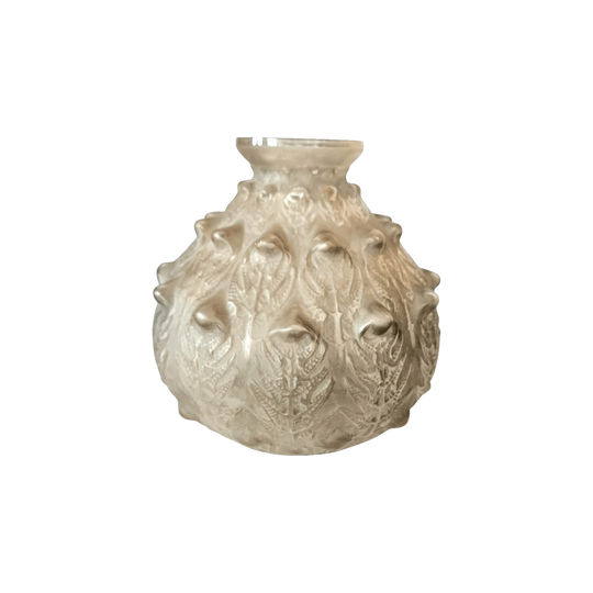 René Lalique ‘Fougères’ Vase, Light Grey Frosted Demi-Crystal, Mould-Blown and Acid-Etched, c. 1913