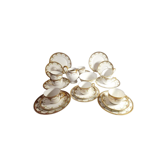 Antique C. Ahrenfeldt Limoges 'Patented' Tea Set, 27 Pieces, c.1894–1930