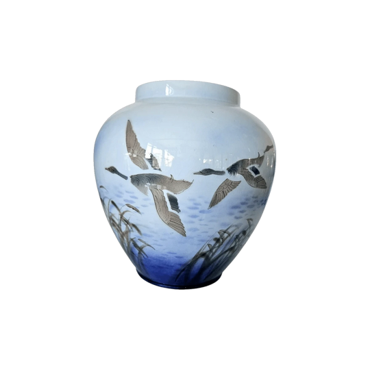 Falcon Ware Hand-Painted Round Vase 'Misty Morn' with Mallard Ducks, c. 1970s