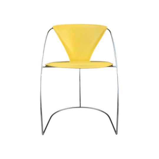 Arrben Italian Postmodern Chrome and Yellow Leather Chair, Late 20th Century