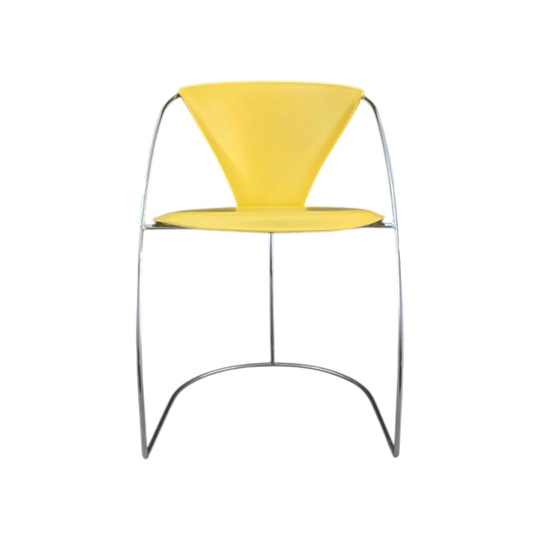 Arrben Italian Postmodern Chrome and Yellow Leather Chair, Late 20th Century