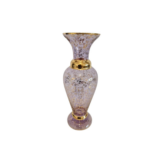 Vecchia Murano Italian Glass Vase with Gilt Foliage, c. 1940, Original Label Intact
