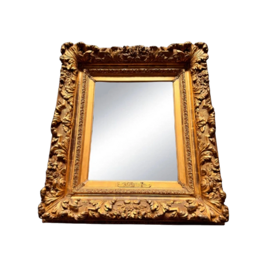 Louis XIV-Style Gold Leaf Timber Frame with Mirror, from a Work by Gérard Portielje (1856–1929), Belgian Painter