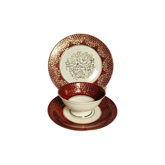 Vintage Alka Bavaria Red and Gold Trio No. 833, Germany