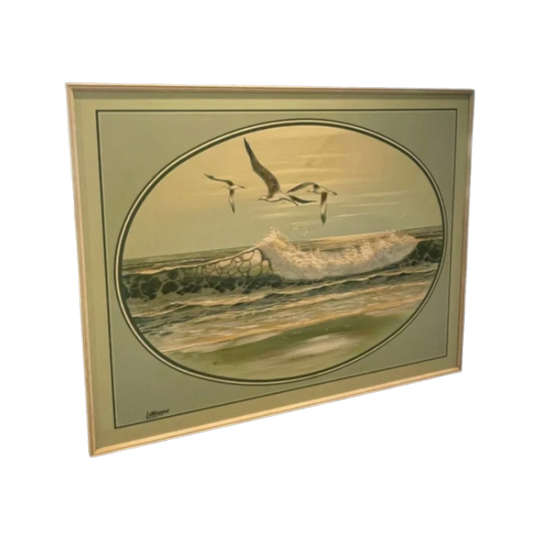 Letterman Coastal Seascape with Gulls – Oval Framed Painting