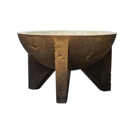 TONDO Relik Designs Sculptural Tripod Vessel/Planter – Brutalist Cast Composite Form