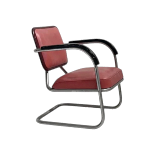 European Modernist Vinyl-Upholstered Easy Chair — Original Vintage Condition