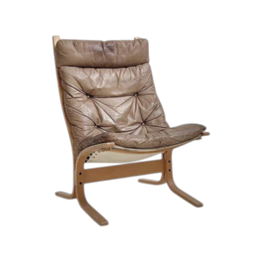 Ingmar Relling ‘Siesta’ High-Back Lounge Chair for Westnofa, Norway – Pale Beech Frame, Brown/Tan Leather