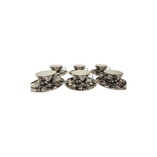 Set of 4 Vintage Bidasoa Porcelain Coffee Cups and Saucers