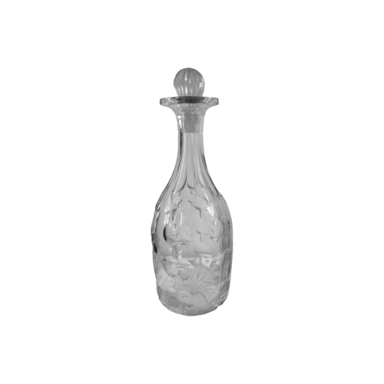 Vintage Cut Crystal Wine Decanter with Fluted Stopper – 31 cm