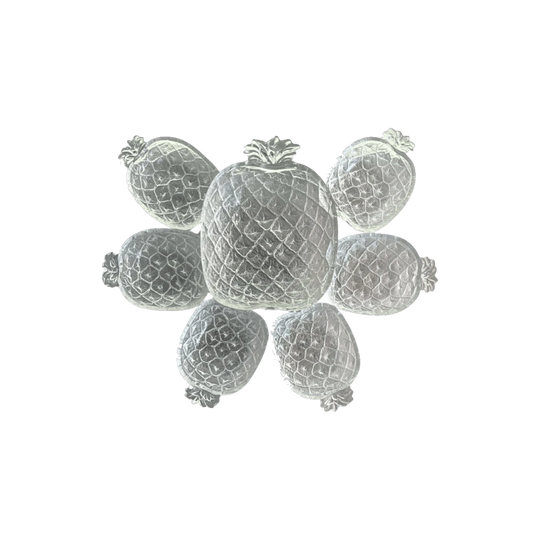 ITALIAN PINEAPPLE GLASS SERVING SET by Spa “Lubiana Kristall”, Italy Circa 1970s