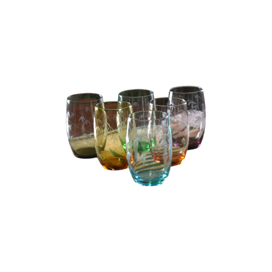 Crown Crystal Australia. Harlequin Bamboo Etched tumblers. Set of 6