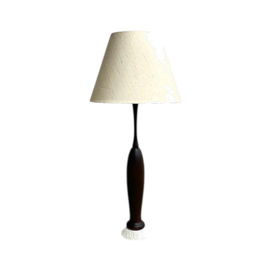 Mid-Century Tall Table Lamp with Sculptural Blackwood Base