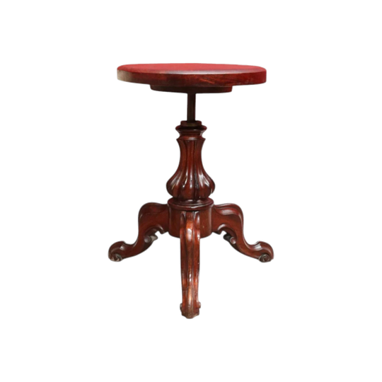 Australian Cedar Swivel Piano Stool with Tri-Leg Pedestal Base, Circa 1870