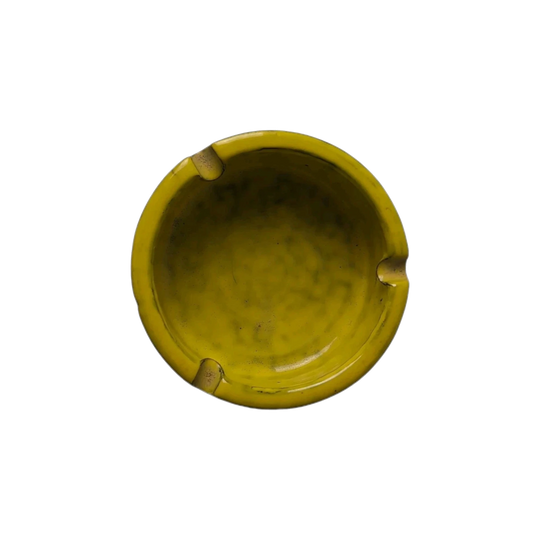 1960s Italian Melamine Ashtray, Goldenrod Yellow, Atomic MCM, Marked 301, Three-Rest
