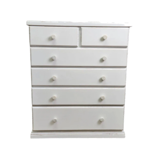 French Country Style White Chest of Drawers, Hand‑Painted with Distressed Edges – No. 2