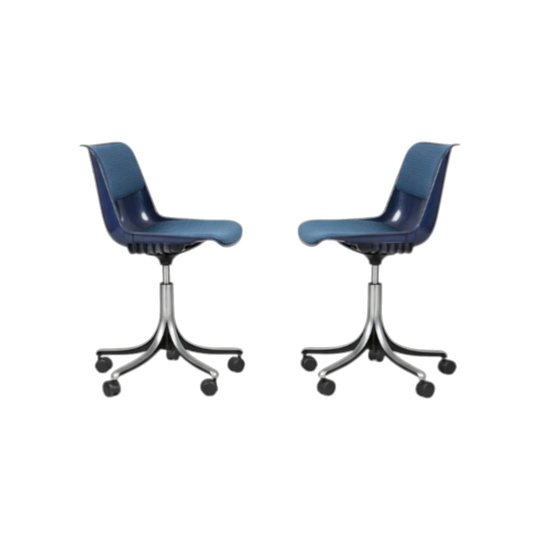 Mid-Century Tecno SpA Modus Castor Chair in Navy Polyamide by Osvaldo Borsani, 1960s