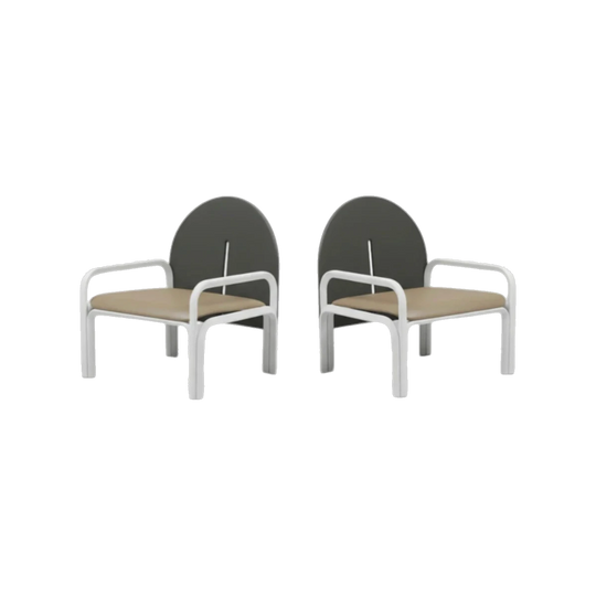 Gae Aulenti ‘L54’ Armchairs for Knoll, Italy, 1970s – White Lacquered Metal, Original Sage Grey Leather