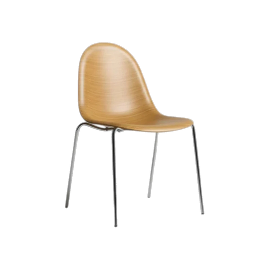 Insitu Plank Timber Veneer Stackable Chairs, Moulded Plywood Shell