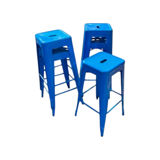 Tolix H Industrial Metal Stool, Blue – Stackable Café-Style Seating