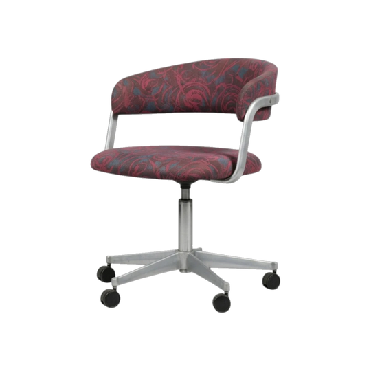 Original Grant Featherston Swivel Chair – Upholstered, Cast Aluminium Five‑Star Base with Non‑Rolling Casters