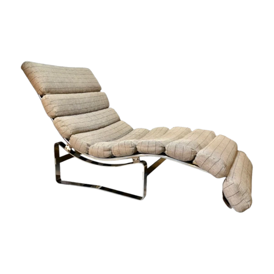 PAIR AVAIL - FAB MID CENTURY, ITALIAN CHAISE LOUNGE, in chrome.