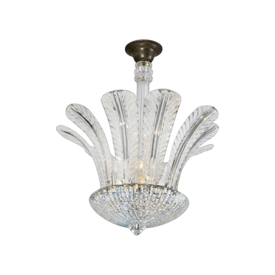 Art Deco Murano Chandelier with Feather Arms