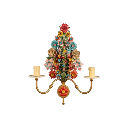 Colourful Florentine Flower Wall Sconce