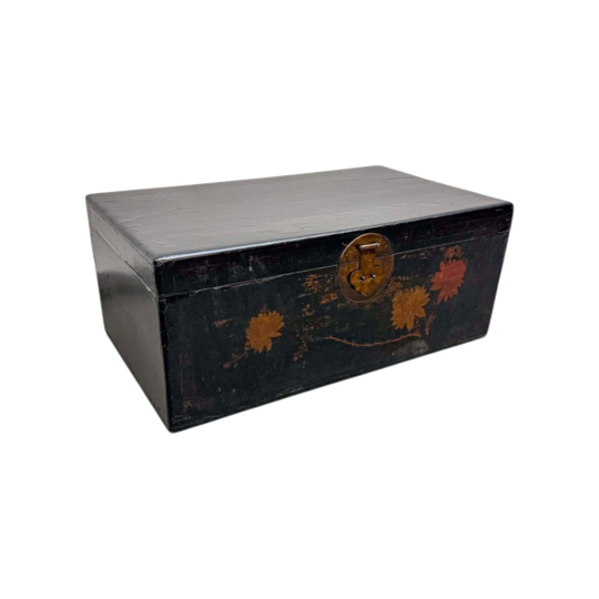 Hand-Painted Wood Trunk, Black