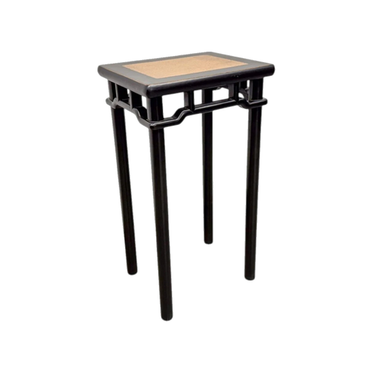 Black Lacquer Vase Table, Wood, Dark Brown