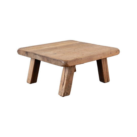European Brutalist Oak Square Coffee Table, c. 1960s