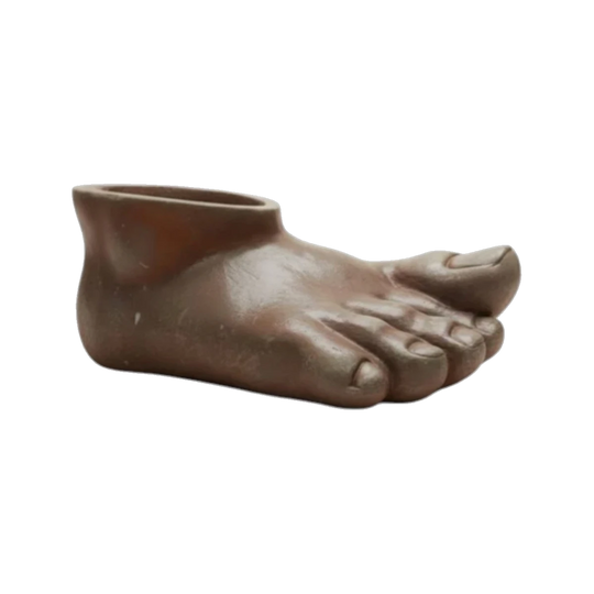 Large Sculptural Terracotta Foot Planter – Approx. 92 cm Length, Solid Outdoor Form