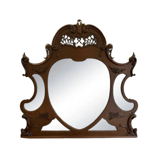 Exquisite Victorian Carved Mahogany Overmantel Mirror – Circa 1890