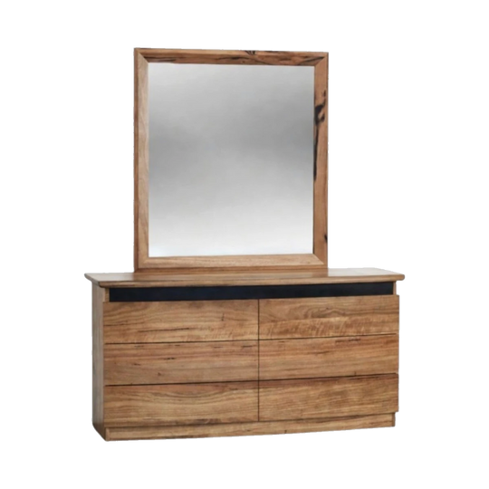 Paris six-drawer dresser and mirror