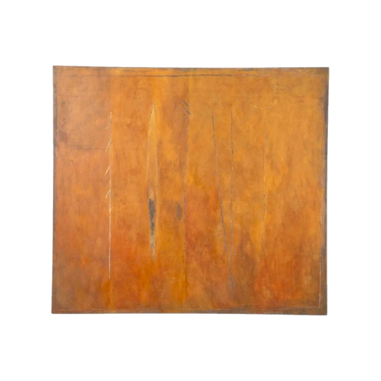 François Lelong Orange Abstract Composition on Panel, 2001, Monogrammed and Countersigned, Marrakech