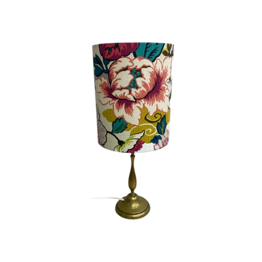 Early 20th Century Brass Table Lamp with Custom Shade, c. 1930s