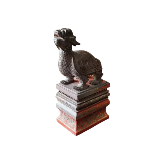 Chinese carved Serpentine Lónggui dragon-turtle, Qing Dynasty, 19th c.