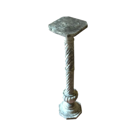 Vintage Italian Carved Marble Pedestal with Spiral Column and Urn Base