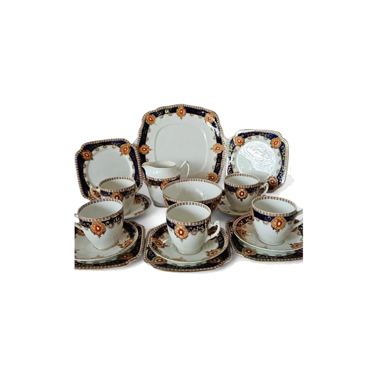 Antique Shore & Coggins Superior English Bell China "Kensington" Imari-Style 18-Piece Tea Set