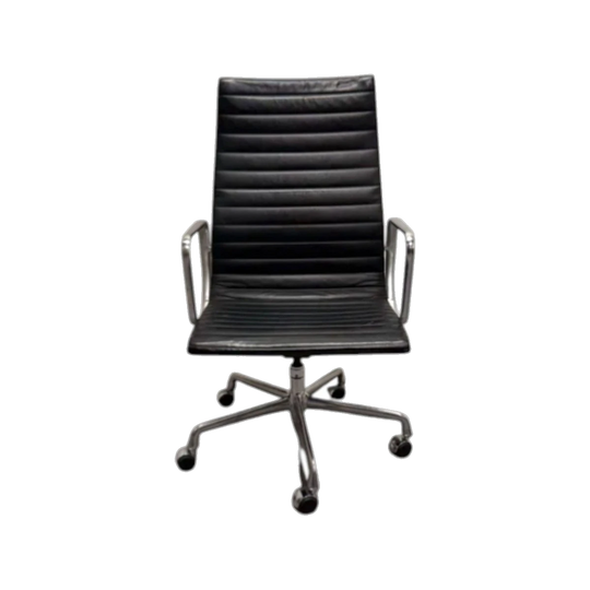 Eames Aluminum Group Executive Chair – High Back | Black Leather