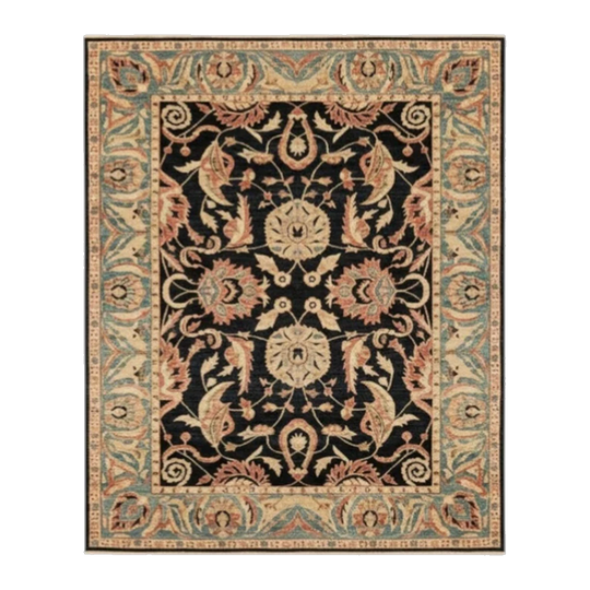 Oversized Hand-Knotted Wool Rug, Persian-Style Floral, Muted Palette, 320 x 220 cm