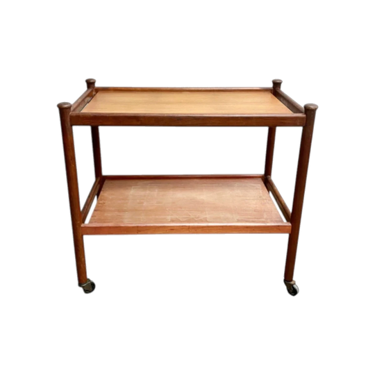 Mid-Century Parker Teak Drinks/Cocktail Trolley with Two Shelves on Castors