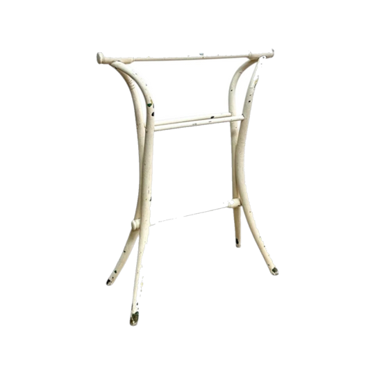 Antique c.1900 Thonet Bentwood Towel Rail Stand, Rustic White Painted