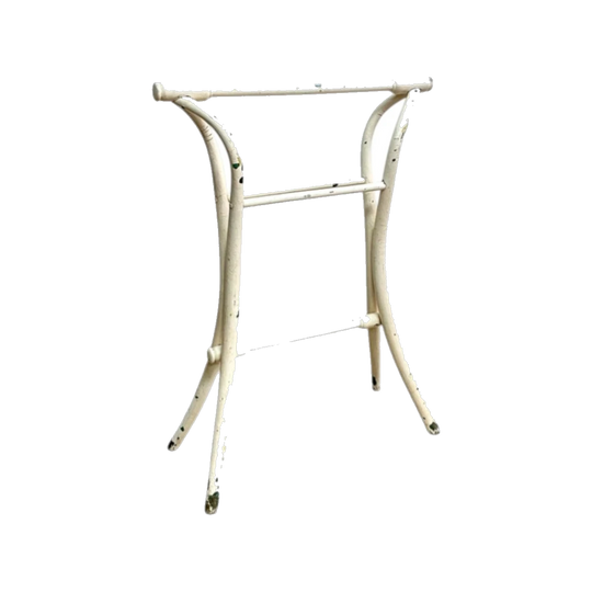 Antique c.1900 Thonet Bentwood Towel Rail Stand, Rustic White Painted