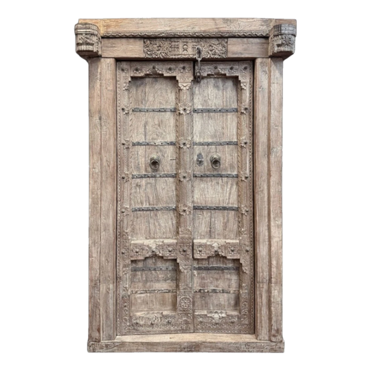 Antique Indian Wooden Door – Light Brown