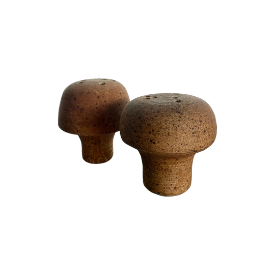 Rozelle Holden (Scottish, 1918–2010). A rare pair of stoneware mushroom sculptures, Calderstone Pottery, East Kilbride, circa 1962-1965