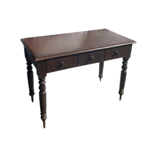 c. 1875 Australian Colonial Cedar Hall Table with Turned Legs and Original Dovetailed Drawer